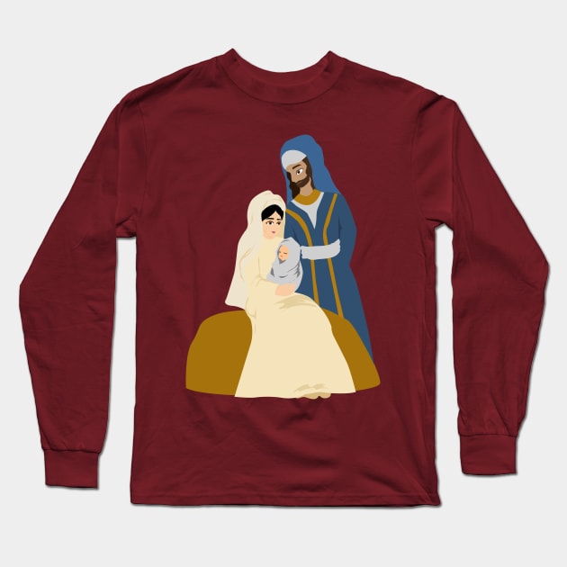 Family Mary Joseph Baby Jesus Long Sleeve T-Shirt by Ammi